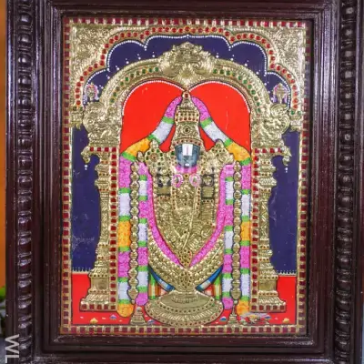 Tanjore Painting – Tirupathi Balaji – Flat (Gold Foil) – 15×12 inch – WL3970 Tanjore Painting – Tirupathi Balaji – Flat (Gold Foil) – 15×12 inch – WL3970