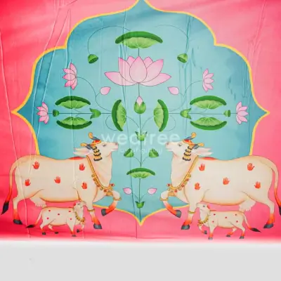 Back Drop – Lotus with Cow Design – WL4215-6 Back Drop – Lotus with Cow Design – WL4215-6