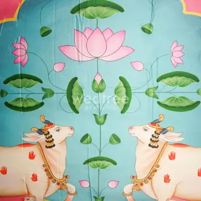 Back Drop – Lotus with Cow Design – WL4215-6 Back Drop – Lotus with Cow Design – WL4215-6