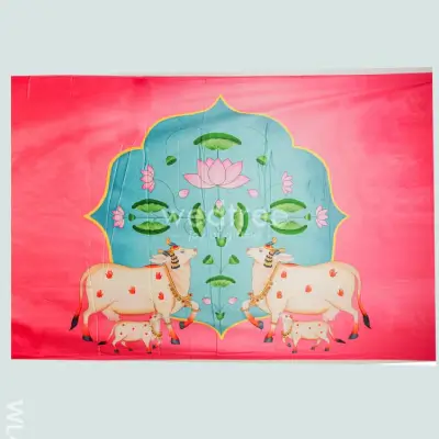 Back Drop – Lotus with Cow Design – WL4215-6 Back Drop – Lotus with Cow Design – WL4215-6