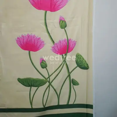 Pooja Back Drops – White Pichwai Design – WL4232-1 Pooja Back Drops – White Pichwai Design – WL4232-1