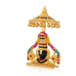 Balaji Bust with Umbrella Black - Gold Polish - Stone - 4.5 Inch - 3