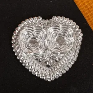 German Silver 2 Cup Kumkum-3inch -Heart-WBG1817