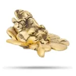 Golden Ganesh Sitting On Hibiscus Flower - Aluminium - 2.5 Inch - 175 Gms_3