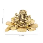Golden Ganesh Sitting On Hibiscus Flower - Aluminium - 2.5 Inch - 175 Gms_5