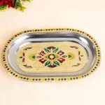 Digital Printed Pichwai Trays (Pink) Small -WL3195-1 Digital Printed Pichwai Trays (Pink) Small -WL3195-1