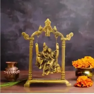 Radha Krishna Pencil Jhula - Golden - 7.5 Inch - 245 Gms
