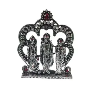 Ram Darbar with Arch - Silver Antique - Stone - 4.5 Inch