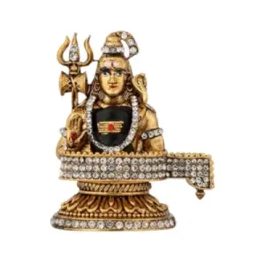 Shivling Shankar - Gold Antique Stone - ST871 - 2.5 Inch