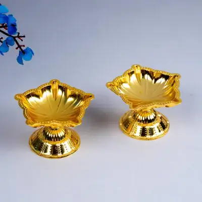 Zinc Alloy-Five Face Diya-Setof2-Gold-WBG1875-1 Zinc Alloy-Five Face Diya-Setof2-Gold-WBG1875-1