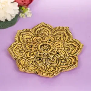 Zinc Alloy-Flower Agarbathi Stand-Gold-WBG1801-1