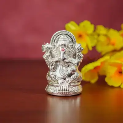 Zinc Alloy Ganesha Idol Silver Finish-WBG1298-1 Zinc Alloy Ganesha Idol Silver Finish-WBG1298-1