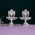 Zinc Alloy Shanku Chakra Diya-Silver-3inch-WBG1799-2_1