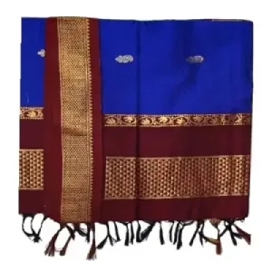 6 Yards Kalyani Cotton Butta Saree-Blue 6 Yards Kalyani Cotton Butta Saree-Blue