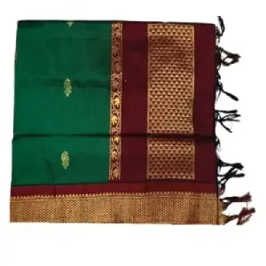 6 Yards Kalyani Cotton Butta Saree-Green 6 Yards Kalyani Cotton Butta Saree-Green