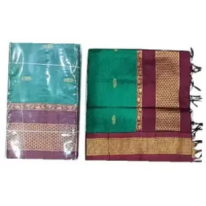 6 Yards Kalyani Cotton Butta Saree-Green 6 Yards Kalyani Cotton Butta Saree-Green