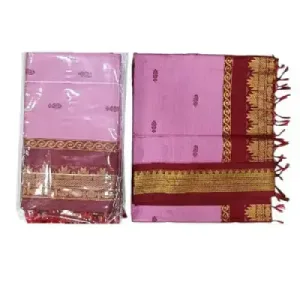 6 Yards Kalyani Cotton Butta Saree-Pink 6 Yards Kalyani Cotton Butta Saree-Pink