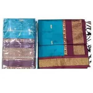 6 Yards Kalyani Cotton Butta Saree-Sky Blue 6 Yards Kalyani Cotton Butta Saree-Sky Blue