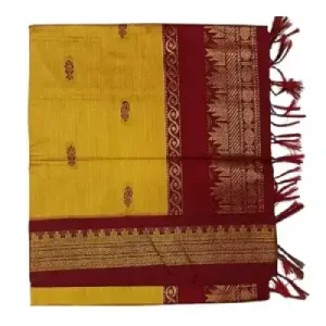 6 Yards Kalyani Cotton Butta Saree-Yellow 6 Yards Kalyani Cotton Butta Saree-Yellow