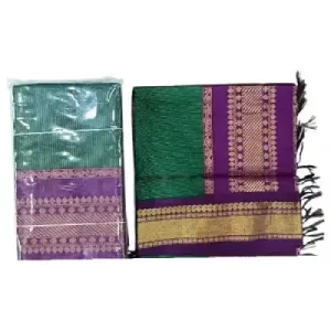 6 Yards Kalyani Cotton Vairaoosi Saree-Green 6 Yards Kalyani Cotton Vairaoosi Saree-Green
