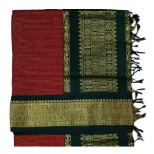 6 Yards Kalyani Cotton Vairaoosi Saree-Maroon 6 Yards Kalyani Cotton Vairaoosi Saree-Maroon