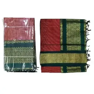 6 Yards Kalyani Cotton Vairaoosi Saree-Maroon 6 Yards Kalyani Cotton Vairaoosi Saree-Maroon