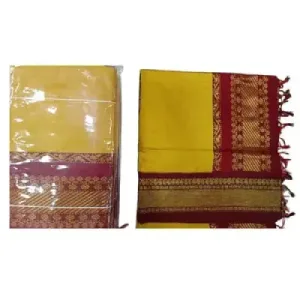 6 Yards Kalyani Cotton Vairaoosi Saree-Yellow 6 Yards Kalyani Cotton Vairaoosi Saree-Yellow