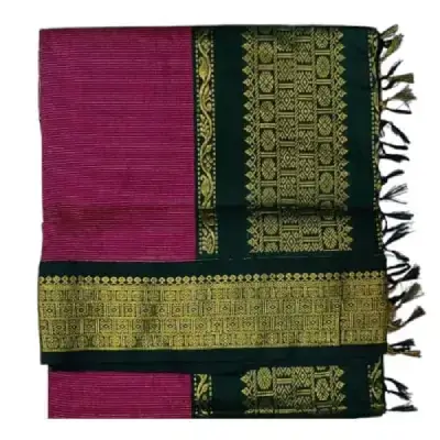 6 Yards Kalyani Cotton Vairaoosi Saree-magenta purple 6 Yards Kalyani Cotton Vairaoosi Saree-magenta purple