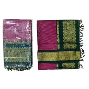 6 Yards Kalyani Cotton Vairaoosi Saree-magenta purple 6 Yards Kalyani Cotton Vairaoosi Saree-magenta purple