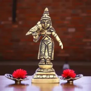 Meenakshi Amman Statue - Brass Idol - 3.5 x 2 Inches - 130 Gms