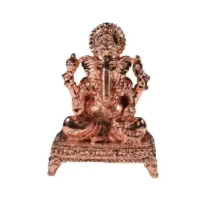 Ganesha With Chowki Base - Copper - 2 Inch - 65 Gms