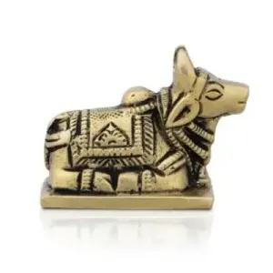 Nandi Statue - 1.5 x 2 Inches - Antique Brass Idol (0.110 Kgs)