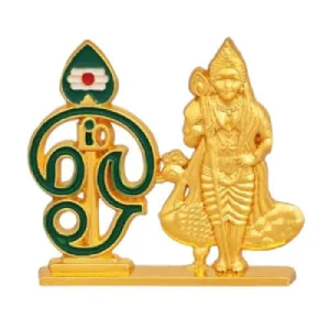 Om Vel With Murugar Idol – Single Base – Zinc – Enamel – GP – 2 Inch – 35 Gms