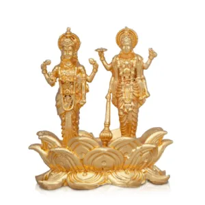 Vishnu Lakshmi Standing Kamal Base - Copper GP - 1.75 Inch - 45 Gms