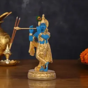 Flute Krishnan Statue - 4.5 x 1.5 Inches | Ceramic Sculpture