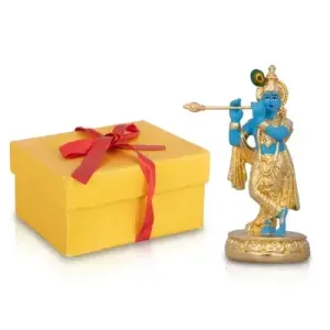 Flute Krishnan Statue – 4.5 x 1.5 Inches | Ceramic Sculpture