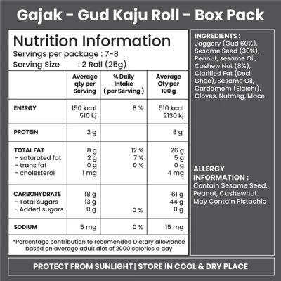 Jabsons Gajak Kaju Roll 350 Gms Jabsons Gajak Kaju Roll 350 Gms
