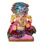 MH Ganapathy Colourful Decorations - Clay - 8 Inch - Left Trunk_1