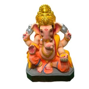 MH Ganapathy Colour Crown - Clay - 10 Inch - Left Trunk