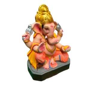 MH Ganapathy Colour Crown – Clay – 10 Inch – Left Trunk