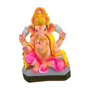 MH Ganapathy Colour Crown Clay – 10 Inch (V2)- Right Trunk MH Ganapathy Colour Crown Clay - 10 Inch (V2)- Right Trunk