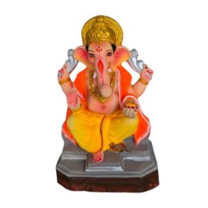 MH Ganapathy Colour Crown - Clay - 10 Inch (V2)- Left Trunk