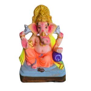 MH Ganapathy Colour Simhasan- Clay – 12 Inch – Left Trunk MH Ganapathy Colour Simhasan- Clay - 12 Inch - Left Trunk