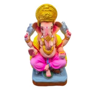 MH Ganapathy Colour Crown - Clay - 12 Inch V3- Left Trunk