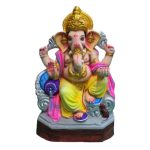 MH Ganapathy Colour Simhasan- Clay – 14 Inch – Left Trunk MH Ganapathy Colour Simhasan- Clay - 14 Inch Left Trunk