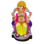 MH Ganapathy Colour Simhasan- Clay - 14 Inch - Left Trunk
