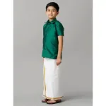 Boys Green Half Sleeves Shirt with White Dhoti Combo K9_2