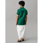 Boys Green Half Sleeves Shirt with White Dhoti Combo K9_4