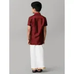 Boys Maroon Half Sleeves Shirt with White Dhoti Combo K7_4