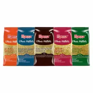 Manna Millets 2.5Kg Combo Pack of 5, Unpolished Millets, Siridhanya, Certified Low GI, Little 500g, Kodo 500g, Foxtail 500g, Barnyard 500g, Proso 500g, Natural Grains 500g Manna Millets 2.5Kg Combo Pack of 5, Unpolished Millets, Siridhanya, Certified Low GI, Little 500g, Kodo 500g, Foxtail 500g, Barnyard 500g, Proso 500g, Natural Grains 500g